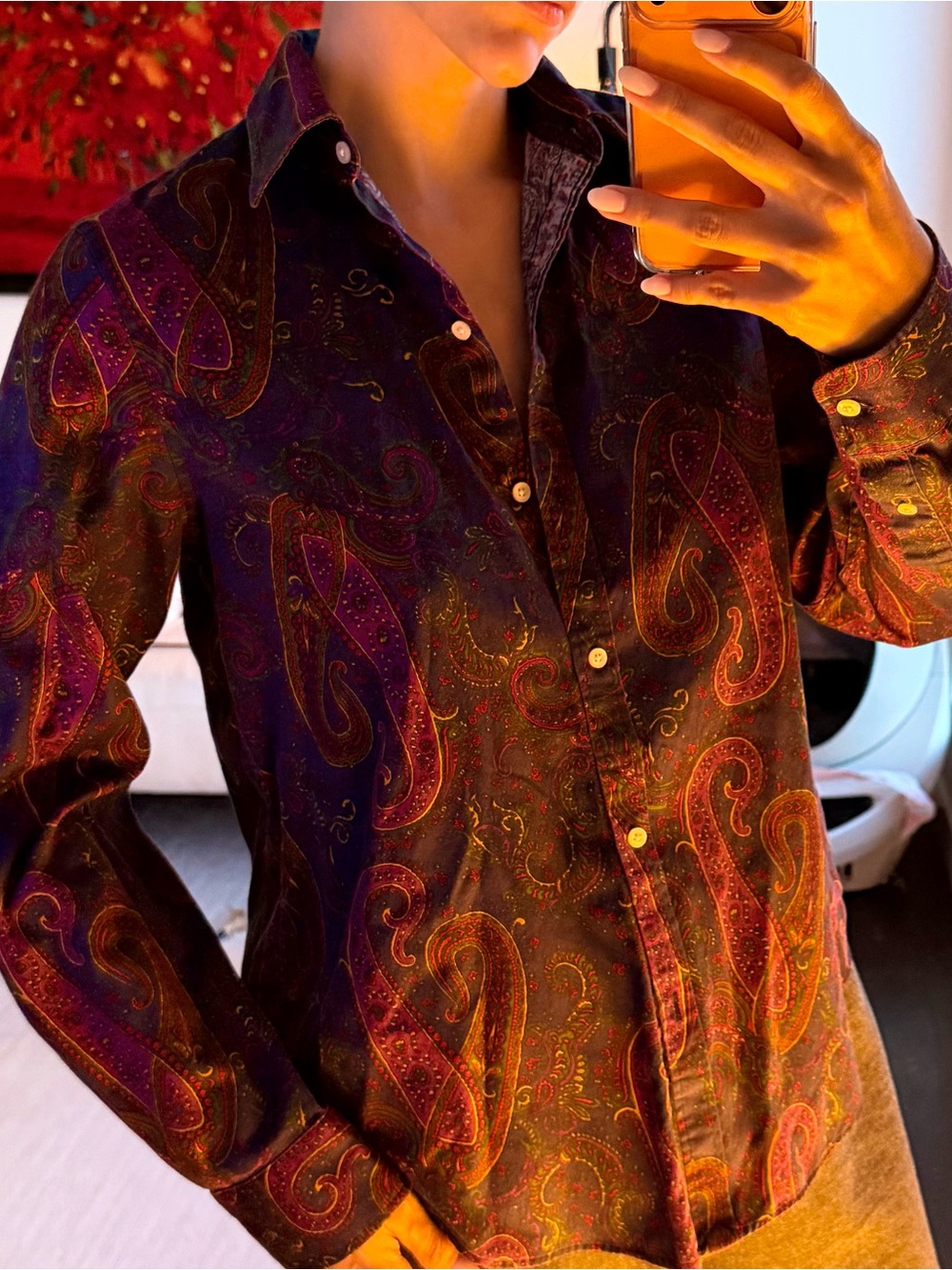 Lauren Ralph Lauren Non-Iron Paisley Button Front Shirt | Purple Blue